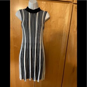 Candies brand black and white striped knit stretchy slevless dress woman’s sz sm
